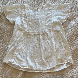 Madewell White Textured Short Sleeve Top